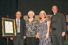 Pictured at the presentation of the 10th annual John L. Earl III Award are, from left: Earl Award recipient Willis M. Conover, Ed.D.; Pauline Earl, wife of the late John Earl; Jacqueline Earl Hurst, daughter of the late John Earl; and University of Scranton President Rev. Scott R. Pilarz, S.J