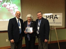 Lori Bruch, Ed.D., (center) rehabilitation counseling program director at The University of Scranton, received the Pennsylvania Rehabilitation Association’s (PRA) 2013 Ralph N. Pacinelli Leadership Award. She is pictured with Dr. Pacinelli (left) and her  longtime mentor Dr. Stanley Irzinski at the PRA Professional Development Institute luncheon.