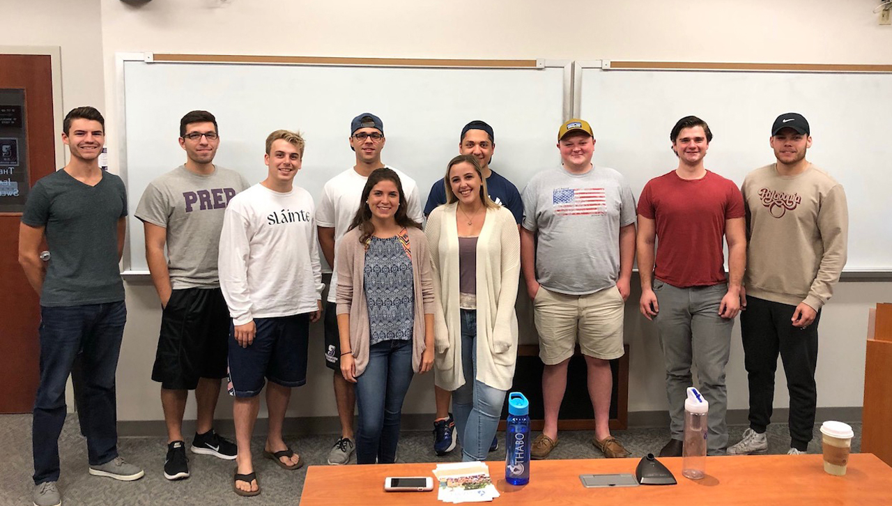 Co-founders of True Thabo, Marissa Frank '18 and Jaclyn Campson '18 (center), with the Social Entrepreneurship Class.