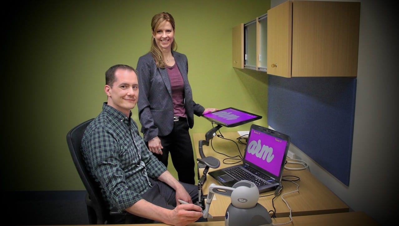 Benjamin Bishop, Ph.D., professor of computing sciences, and Renee Hakim, Ph.D., professor of physical therapy, are collaborating on research to determine if the specialized devices that have aided recovery in stroke patients can similarly aid those who have or had fractures, carpal tunnel syndrome or any type of nerve injury.