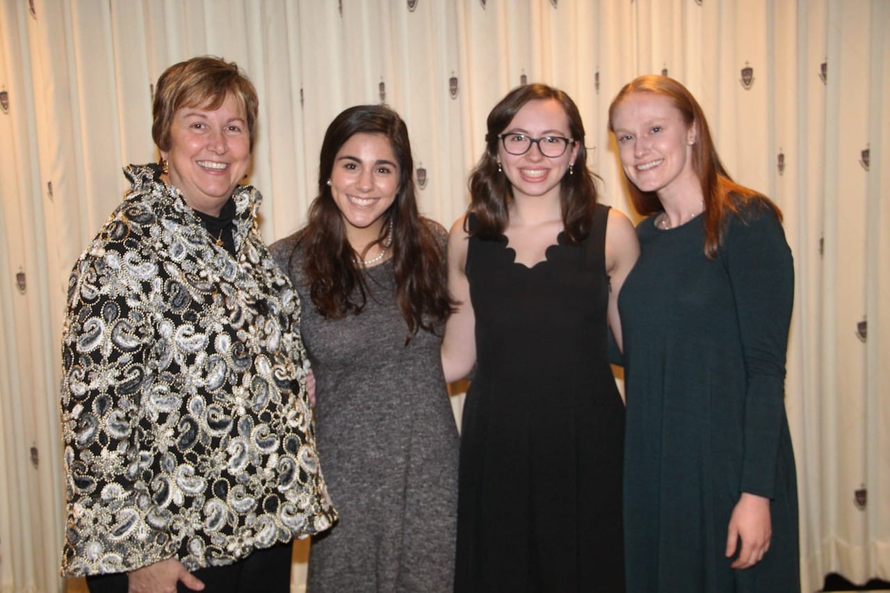 From left: Debra Pellegrino, Ed.D., dean of the Panuska College of Professional Studies, and recipients of the Frank O’Hara medals from the Panuska College of Professional Studies: Emily Campo, Madison Heaton and Melissa Busch.