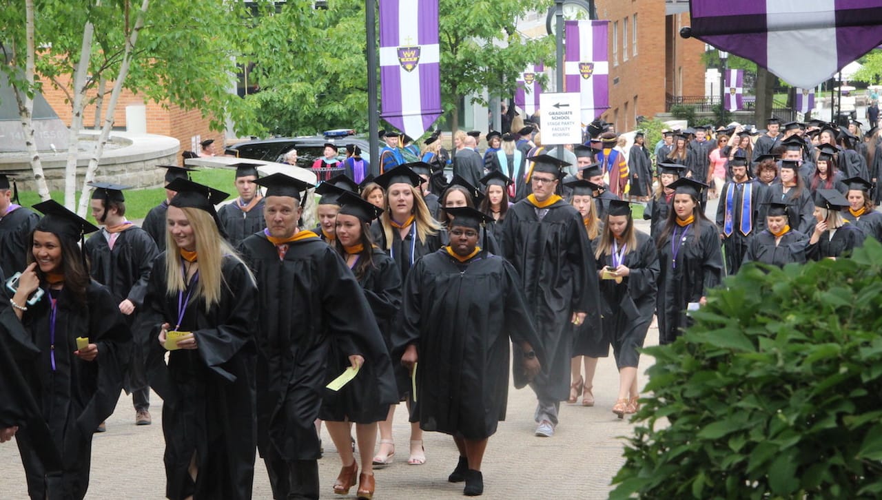 The University conferred more than 625 master’s and doctoral degrees at its graduate commencement ceremony on May 25 in the Byron Recreation Complex.