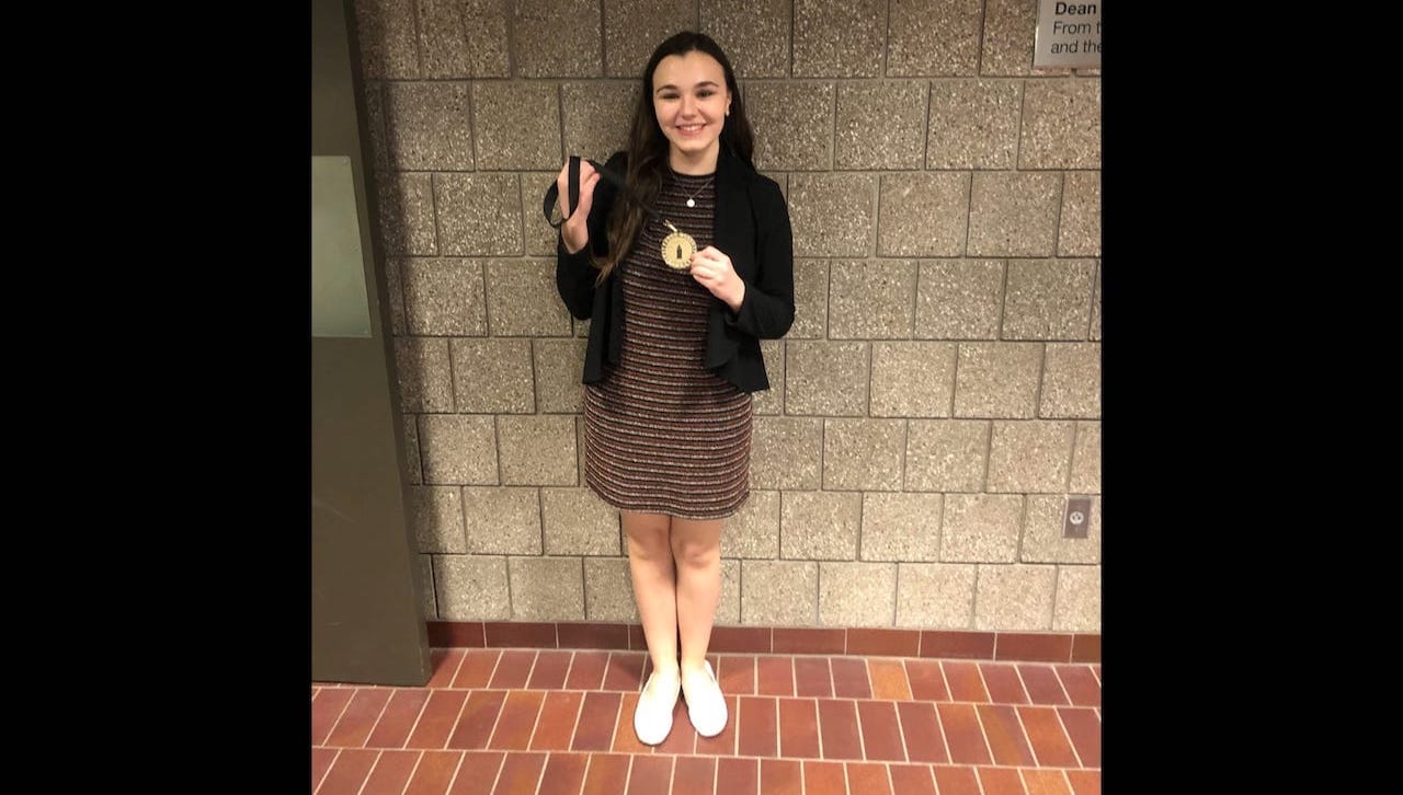 University of Scranton student Kyra Krzywicki won a fifth-place medal for After Dinner Speaking at the Southern-Northern Atlantic Forensics Union Tournament, which was held at Cornell University.