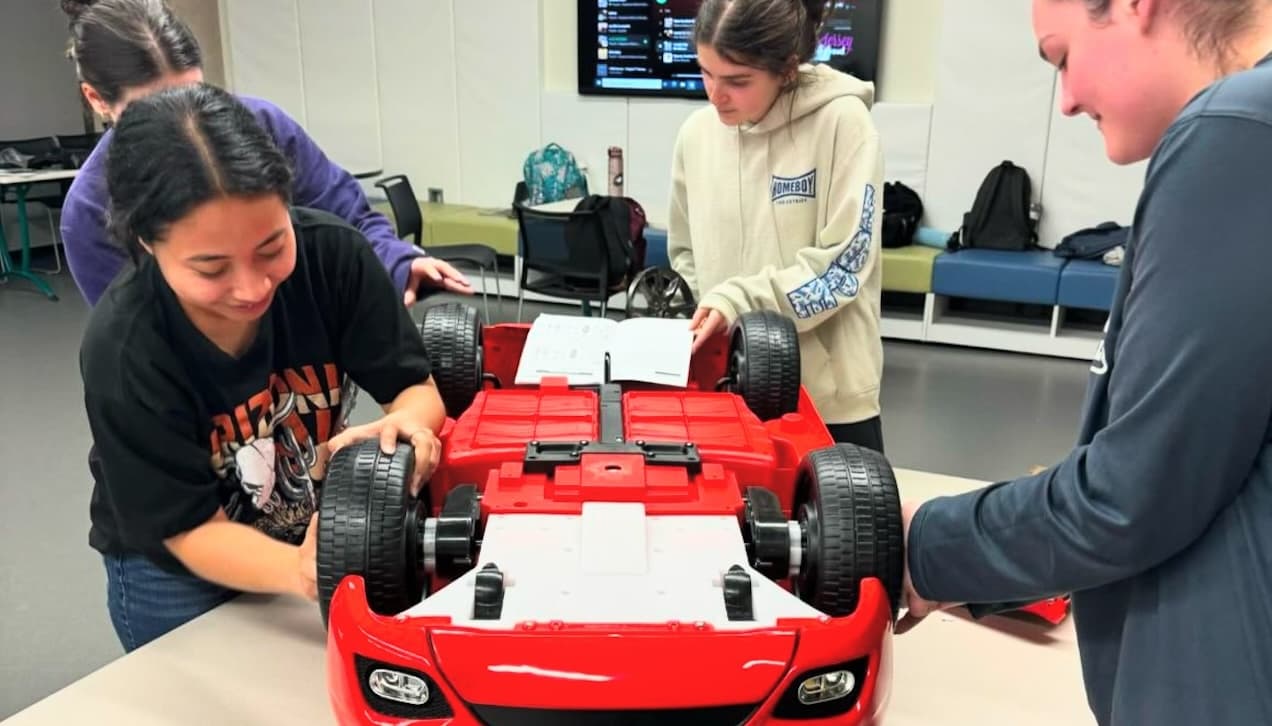 Forty  occupational therapy and mechanical engineering students adapted 11 motorized toy vehicles for area children with limited mobility as part of ’s Go Baby Go chapter. The adapted cars will be unveiled to the children at a special community event on May 5 from 1 to 4 p.m. in the Byron Recreation Complex.
