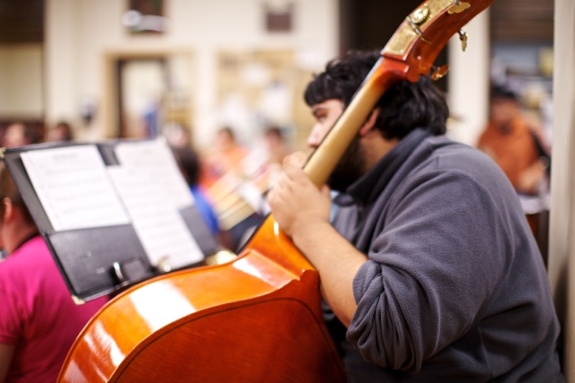 James Vasky, a native of Chinchilla and a graduate student in software engineering at The University of Scranton, rehearses for performance on Saturday, April 16, 2016 