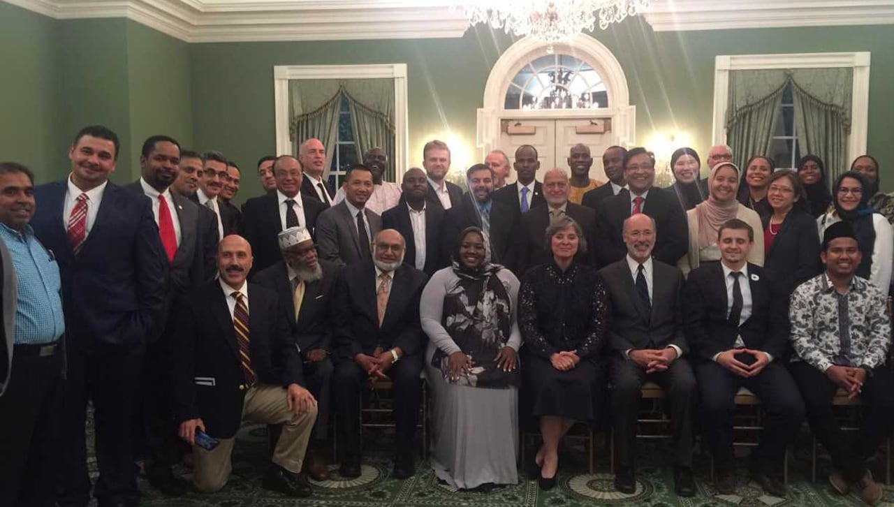 Ahmed Gomaa, Ph.D., is pictured second from left at the governor's residence in September.