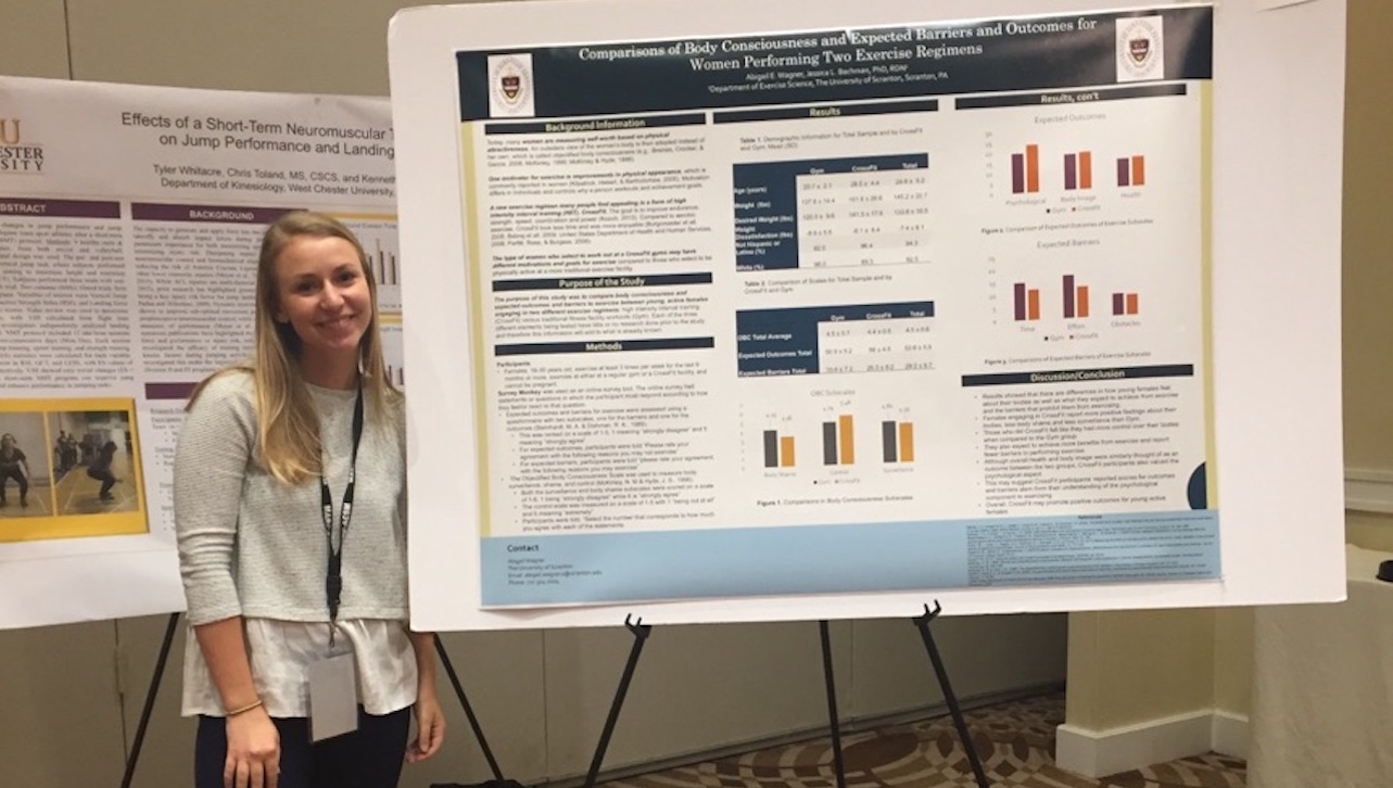 Exercise science and sport major Abigail E. Wagner presented research and was a member of Scranton’s second-place finishing quiz bowl team at the Mid-Atlantic Regional Conference for the American College of Sports Medicine.