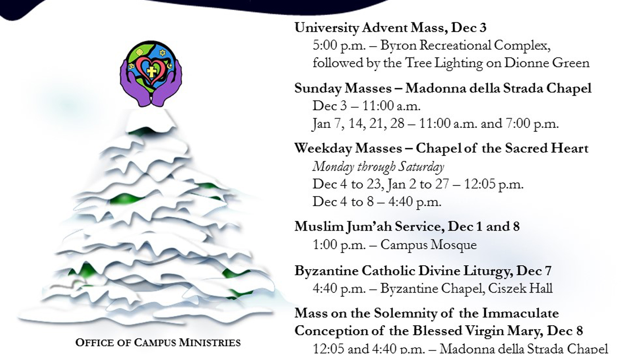 The Worship Schedule for December and January