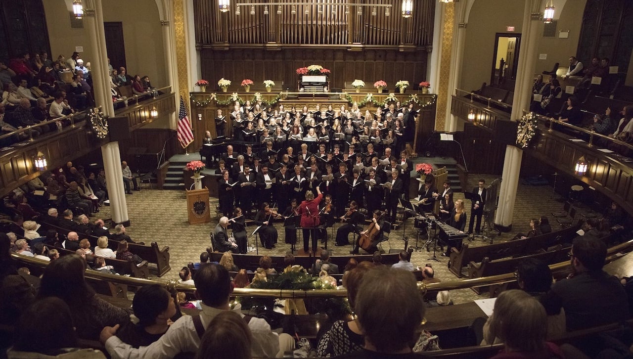 The 50th annual Noel Night concert featured a 50-voice mixed choir performing works chosen by University of Scranton alumni as past Noel Night favorites, including works by Britten, Handel, Rorem, Sirett, Tavener and others.