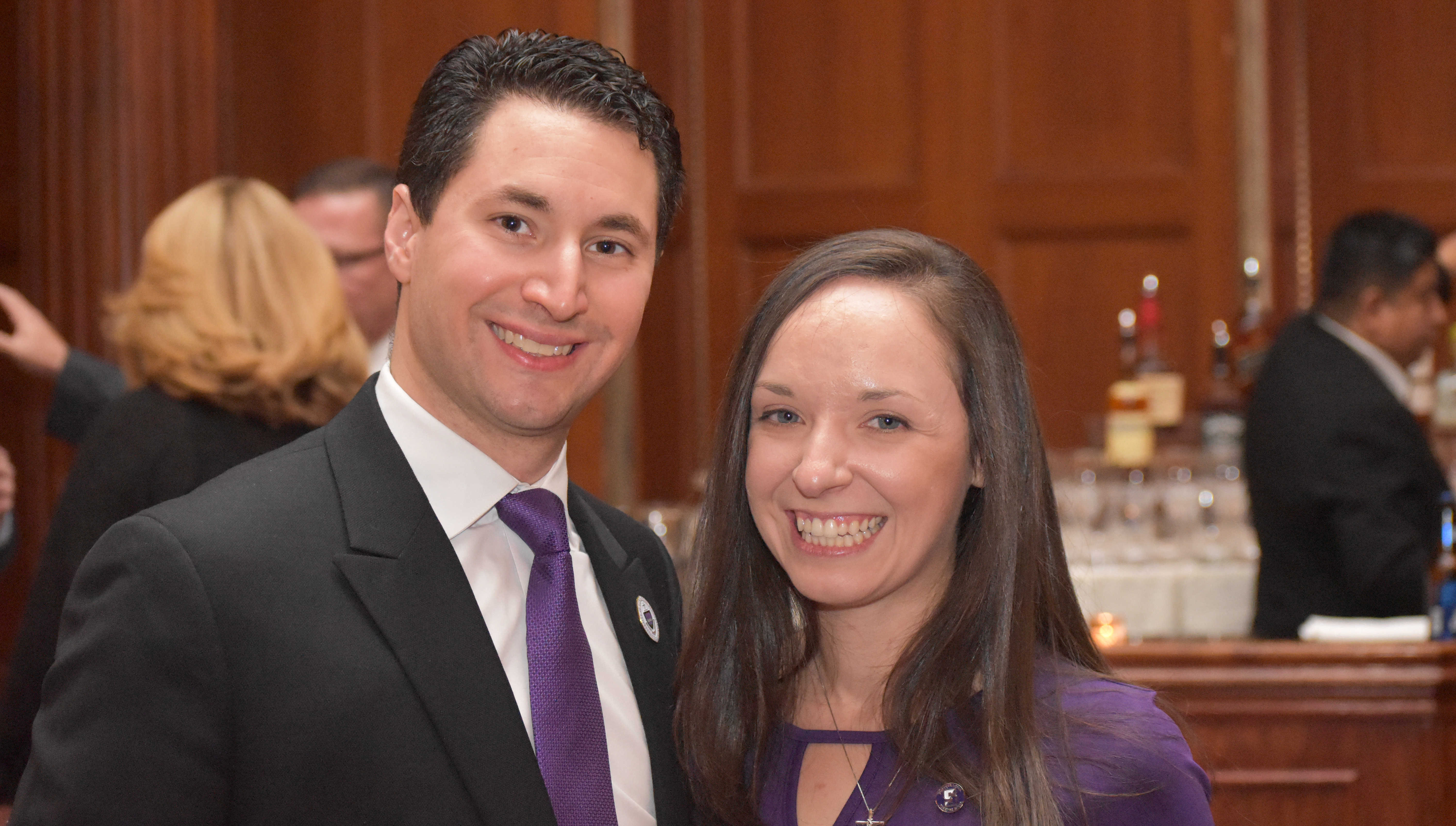 Alumni Society Advisory Board Member Joe Sorbera III '08 and Kristen Maresca ’09 enjoy the festivities at the Harmonie Club. 