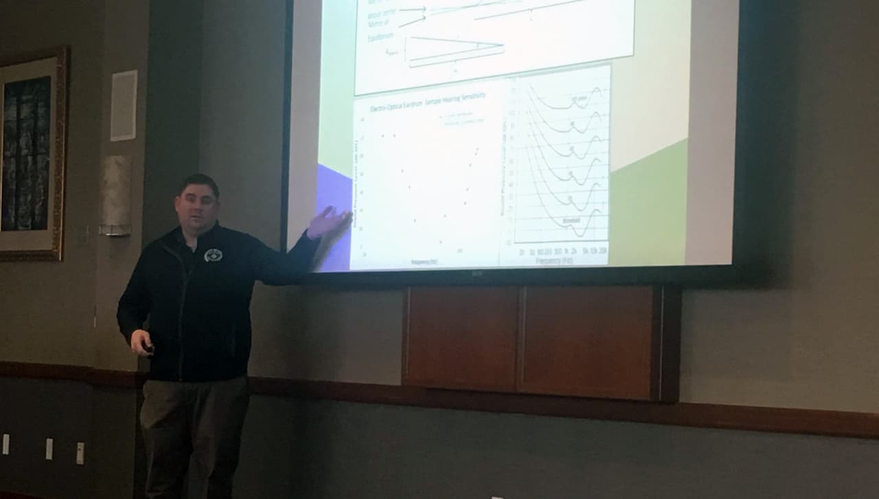 Nicholas Truncale, a faculty member of the Department of Physics and Electrical Engineering, presents his work.