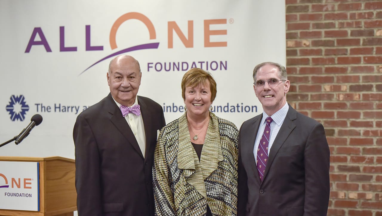 At the announcement of the multi-year, $7 million initiative to significantly enhance the service delivery system and minimize the service gaps for individuals with Autism Spectrum Disorder (ASD) and their families living in Northeastern and North Central Pennsylvania are, from left, John P. Moses, Esq., chair of the Board of AllOne Foundation; Debra Pellegrino, Ed.D., dean of The University of Scranton’s Panuska College of Professional Studies; and John W. Cosgrove, executive director of AllOne Foundation and Charities. 