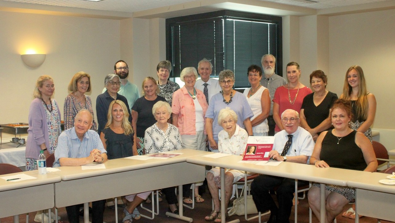 Writer Lorene Cary will receive the 2018 Royden B. Davis, S.J., Distinguished Author Award from The University of Scranton’s Friends of the Weinberg Memorial Library at a dinner reception on Saturday, Oct. 13. Seated, from left, are Distinguished Author Award committee members: Charles E. Kratz, dean of the library and information fluency; Gretchen Welby, Ph.D., Distinguished Author Award committee chair and vice-president of the Friends of the Library; Mary McDonald, president, Friends of the Library; Violet Kelly; Frank X.J. Homer, Ph.D., professor emeritus; and Jennifer Pennington, administrative assistant, Office of Equity and Diversity. Standing are: Narda Tafuri; Sondra Myers, director of the University’s Schemel Forum; Midori Yamanouchi, Ph.D., professor emeritus; Adam Pratt, Ph.D., assistant professor of history; Barbara Evans, circulation/access service clerk for the library; Jean Lenville, associate dean of the Weinberg Memorial Library; Phyllis Reinhardt; John McInerney, Ph.D., professor emeritus; Bonnie Strohl, associate dean emerita, library; Geri Botyrius; Carl Schaffer, professor of English and theatre; Kym Fetsko, administrative assistant for the library; A. Clarice Zaydon, M.D.; and Casey Welby.