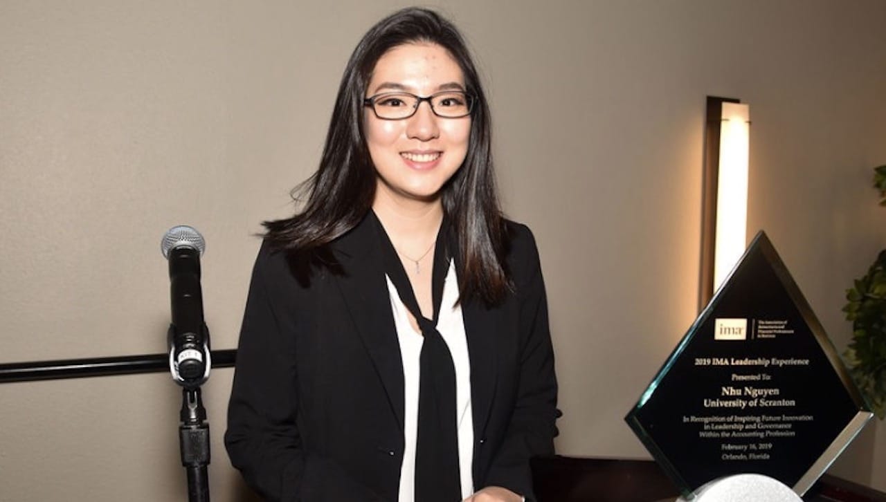 University of Scranton accounting and international business major Nhu Nguyen was selected as one of just five students from throughout the world to attend the Institute of Management Accountants (IMA) Student Leadership Experience in 2019, marking the second consecutive year that a University student was selected to attend this highly competitive program.