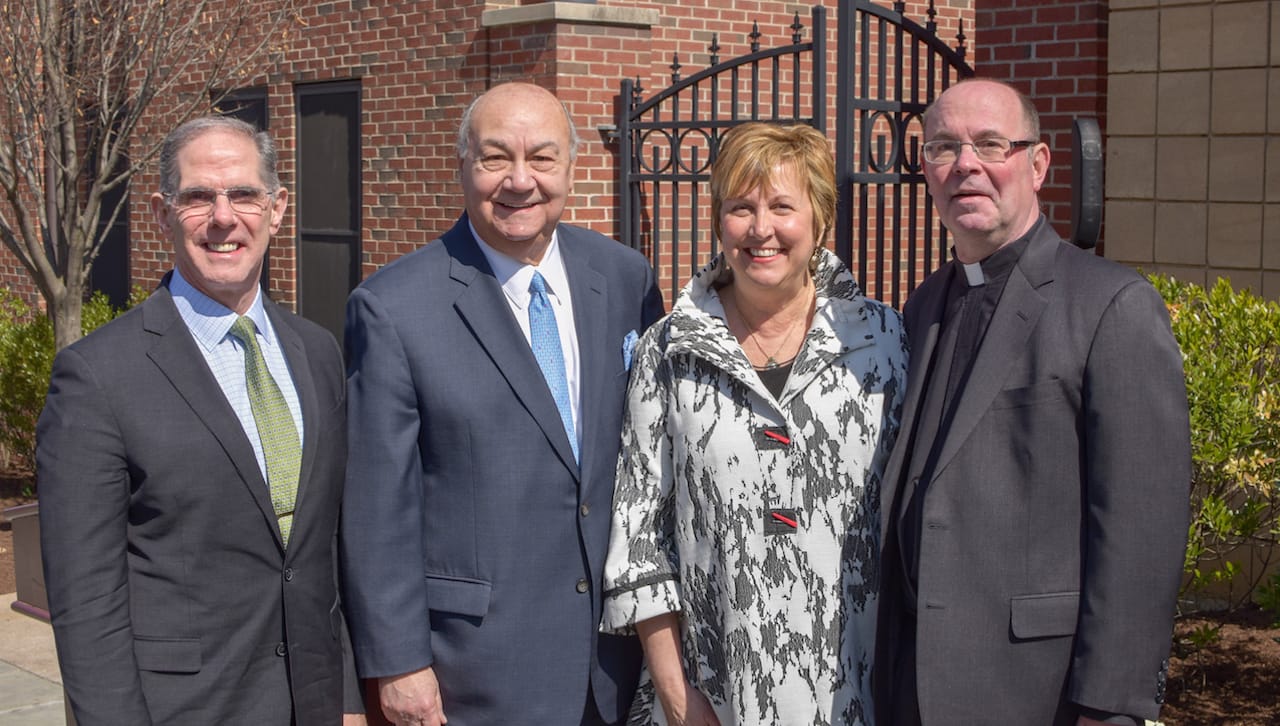 At the opening of The University of Scranton’s Autism Collaborative Centers of Excellence Executive Hub are John W. Cosgrove, executive director of AllOne Foundation and Charities; John P. Moses, Esq., chair of the Board of AllOne Foundation; Debra Pellegrino, Ed.D., dean of The University of Scranton’s Panuska College of Professional Studies; and Rev. Scott R. Pilarz, S.J., president of The University of Scranton.