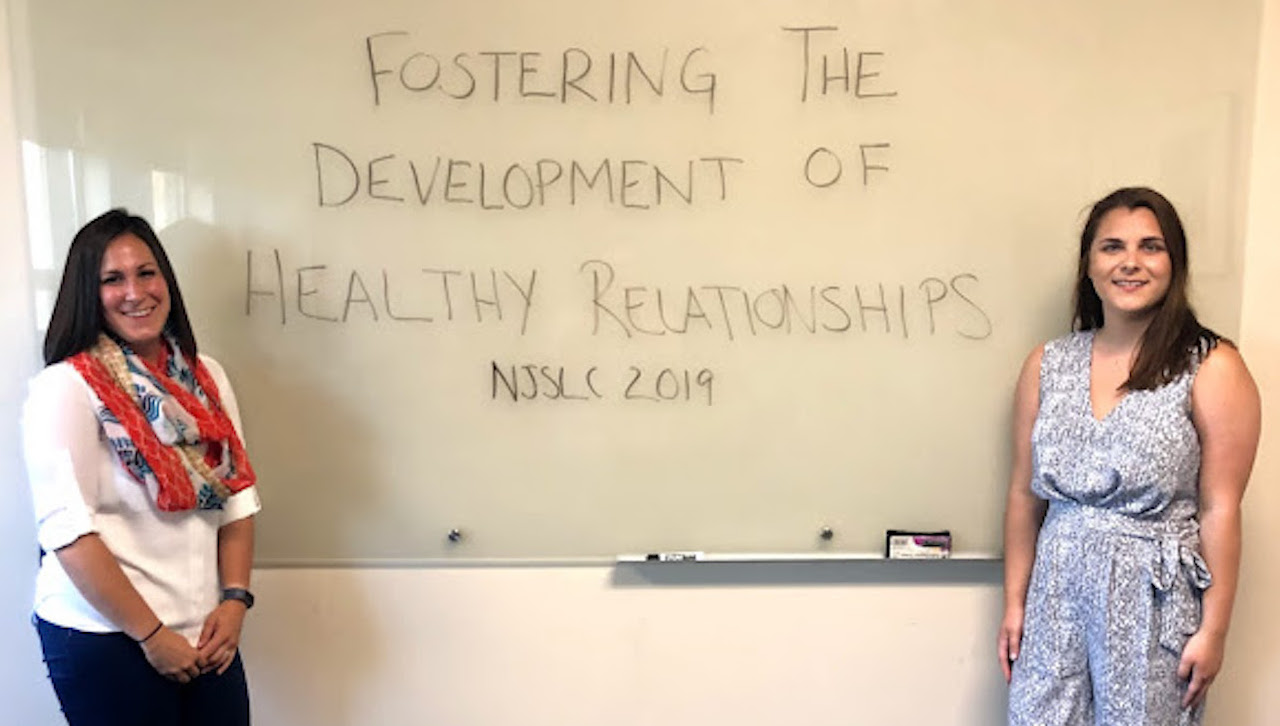 From left, Maria R. Marinucci, director of the Cross Cultural Centers at the University, and Aubrianna Rice, a senior physiology major, co-presented about healthy relationship programming done at Scranton at the National Jesuit Student Leadership Conference at the University of Detroit Mercy.