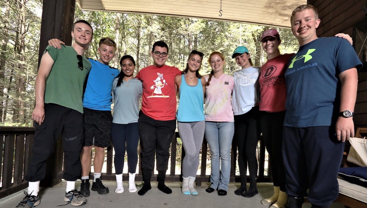 Members of the class of 2023 who entered the University’s new Magis Honors Program in STEM arrived a week earlier than their classmates to participate in a multi-day STEM field experience at the Lacawac Sanctuary. From left are: Michael Quinnan, Cameron Shedlock, Danica Sinson, Tim Gallagher, Angela Hudock, Julia Turnak, Taylor Moglia, Sarah Liskowicz and Nathaniel Smith. Absent from the photo are incoming Magis Honors Program participants Ryan Jones and Daniel Zych.