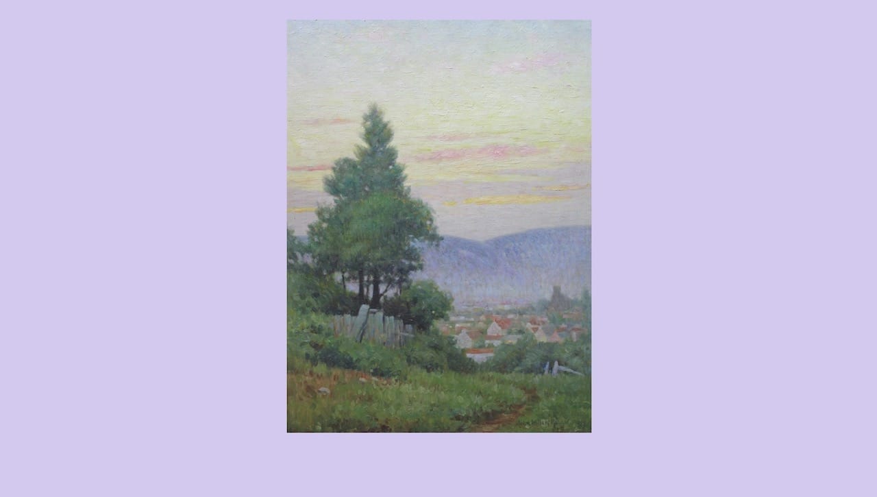 John Willard Raught’s View of Scranton is among the impressionist landscape paintings on display at Hope Horn Gallery exhibit of his work that runs through Nov. 8. The gallery also produced a three volume catalogue of Raught’s work