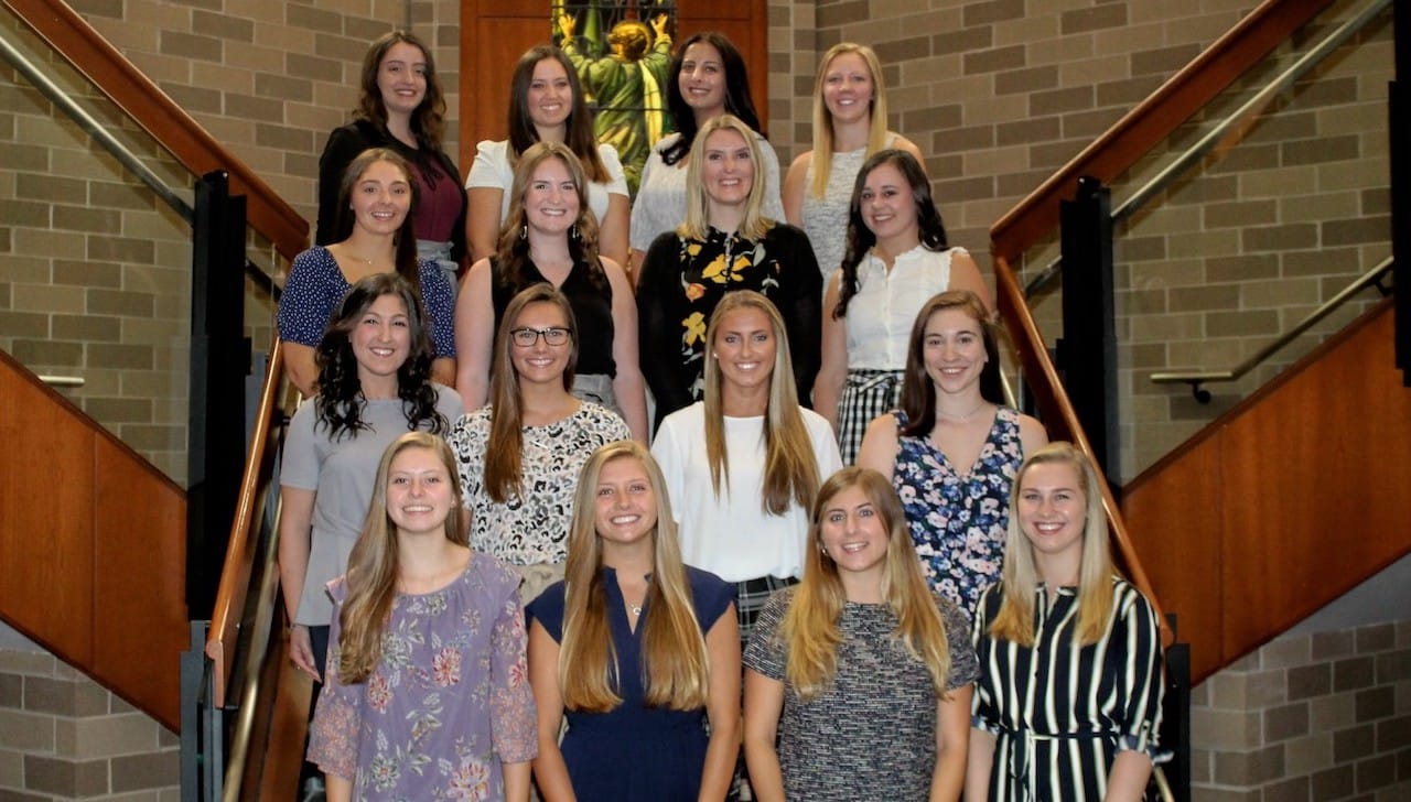 Sixteen University of Scranton education majors are serving as student teachers during the fall semester at seven different local schools. First row, from the left are: Katherine Melilli, Megan Zinn, Sophia Tremont and Lauren Ottomanelli. Second row, from the left are: Danielle Sauro, Courtney Gwizdz, Grace McAllister and Allison Steitz. Third row, from the left are: Hannah Schmid, Grace Hambrose, Nadine Brosnan and Haileigh Finnerty. Fourth row, from the left are: Gabriella Allegra, Nicole Rutman, Caleigh Snead and Haley Mulroy.
