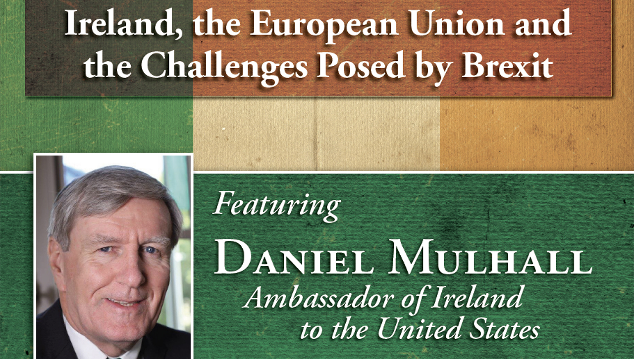 Irish Ambassador Daniel Mulhall will present “Ireland, the European Union and the Challenges Posed by Brexit” in the McIlhenny Ballroom of the DeNaples Center on Oct. 2, accompanied by special guest U.S. Rep. Matt Cartwright of Pennsylvania’s 8th Congressional District. 