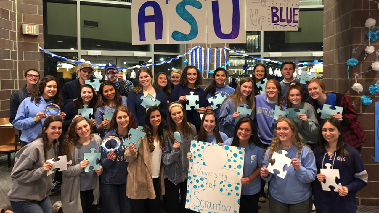 Autism Speak U's Light It Up Blue 2019 event on campus.