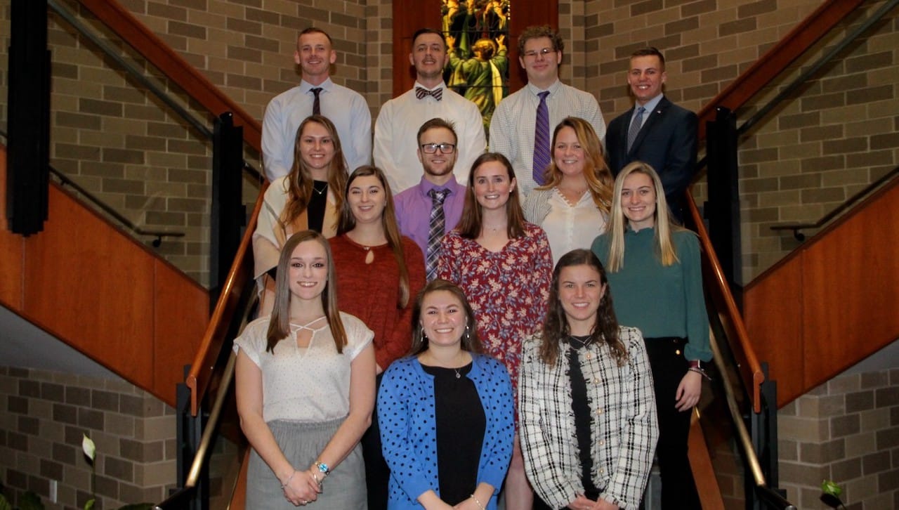 Twenty-one University of Scranton education majors are serving as student teachers during the spring semester at eight different local schools. First row, from the left are: Taylor Septer, Siena Cardamone and Claire McAllister. Second row: Victoria Binetti, Sarah Breen and Brianna Witt. Third row: Lauren Seitz, David Guelph and TaraRae Burns. Fourth row: Timothy DiBisceglie, Thomas Shaffern, Matthew Didelot and Kyle Kolcharno. Absent from photo are: Briana Cieszko, Emily Crozier, Jordan Delicato, Rebecca Loonstyn, Kathleen O’Neill, Danielle Remy, Julie Strain and Megan Turner.