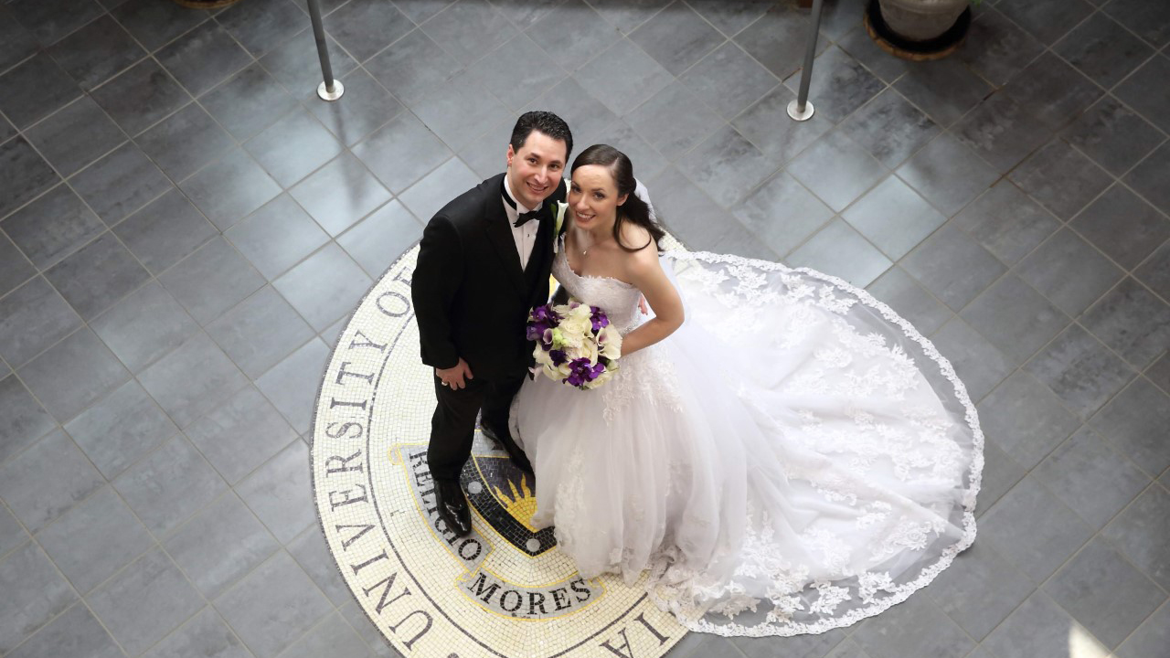 Joseph and Kristen Sorbera on their wedding day at Scranton.
