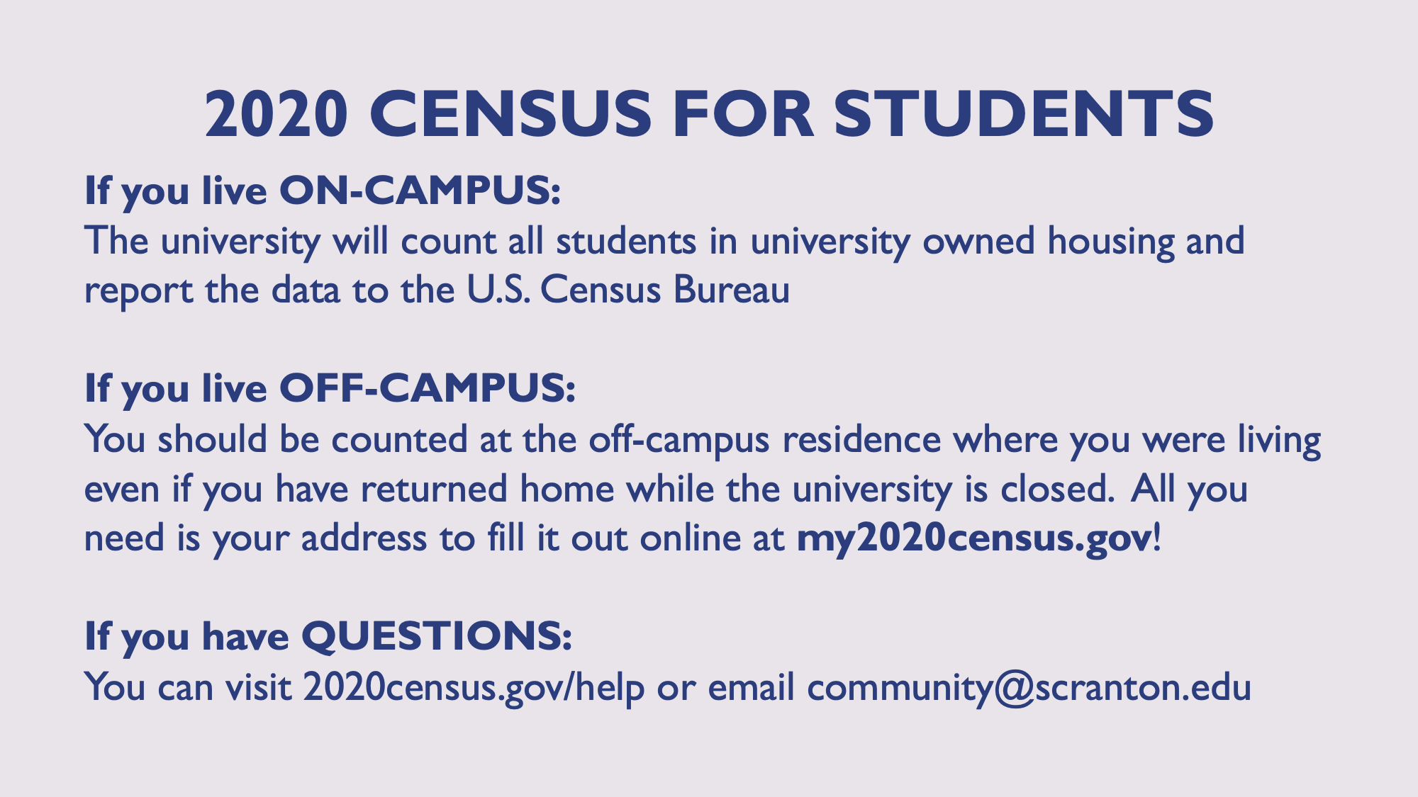 April 1 is Census Day! Off-Campus Students Can Complete the Census Online