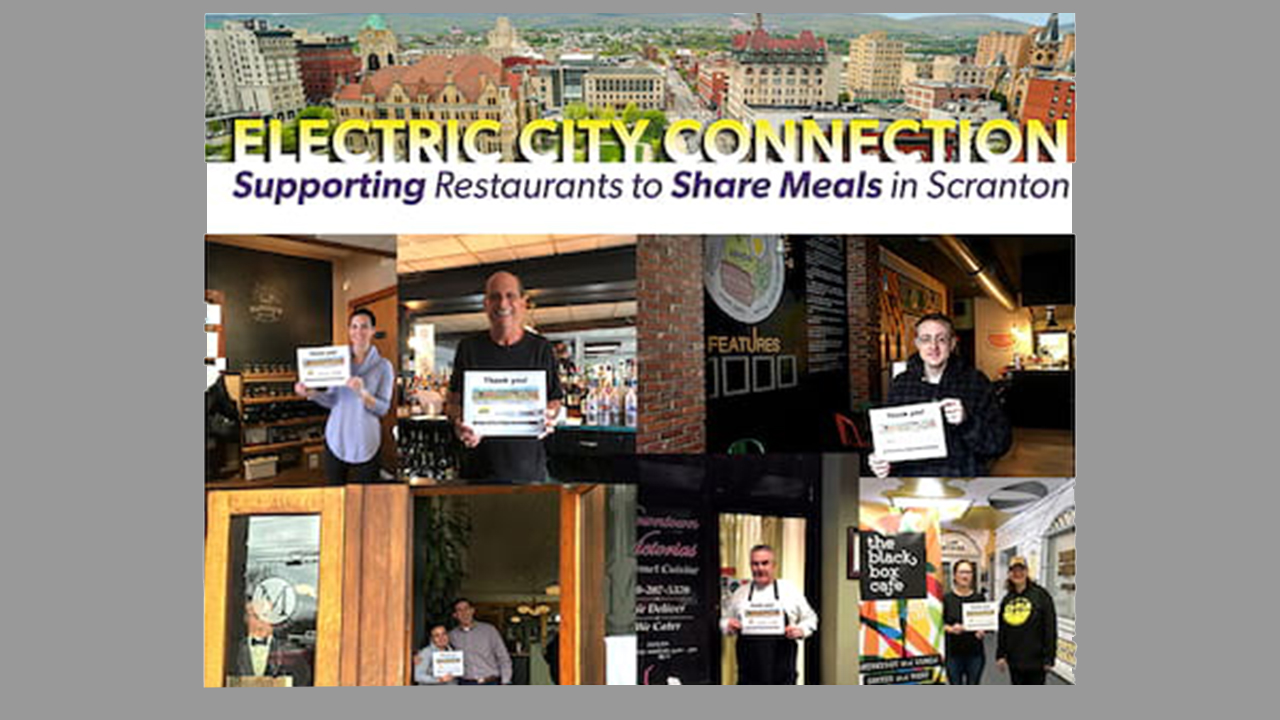The Electric City Connection, a business and community partnership program, led by The University of Scranton (Community Relations Office, Center for Service and Social Justice and The University of Scranton Small Business Development Center), Scranton Tomorrow and Friends of the Poor in collaboration with Scranton restaurants, accepting $15 donations from area residents, which will then supply meals to low income residents. The program has garnered national attention and raised more than $24,000 to date. 