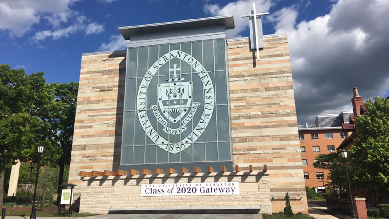 Rev. Scott R. Pilarz, S.J., president of The University of Scranton, announced that the recently renovated façade of St. Thomas Hall will be named the Class of 2020 Gateway in honor of the character shown by members of the class throughout the pandemic. He made the announcement at a virtual ceremony celebrating the University’s undergraduate class of 2020 that aired on May 31.