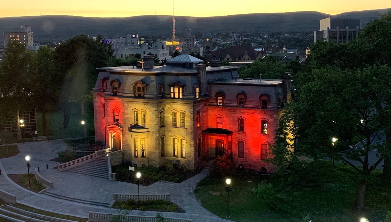 The University of Scranton will light the Class of 2020 Gateway and the historic Scranton Estate in Crimson and Gold in remembrance of George Floyd the evening of Monday, June 8.