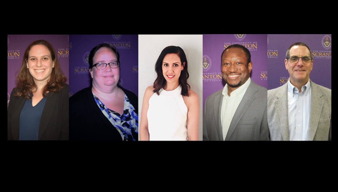 University of Scranton faculty members Kelly Banyas, Marleen Cloutier, Colleen Farry, Joel Kemp, Ph.D., and Charles Pinches, Ph.D., received Interdisciplinary Seminar Fund, or Clavius Fund, support from the University to pursue an interdisciplinary approach to a subject. 