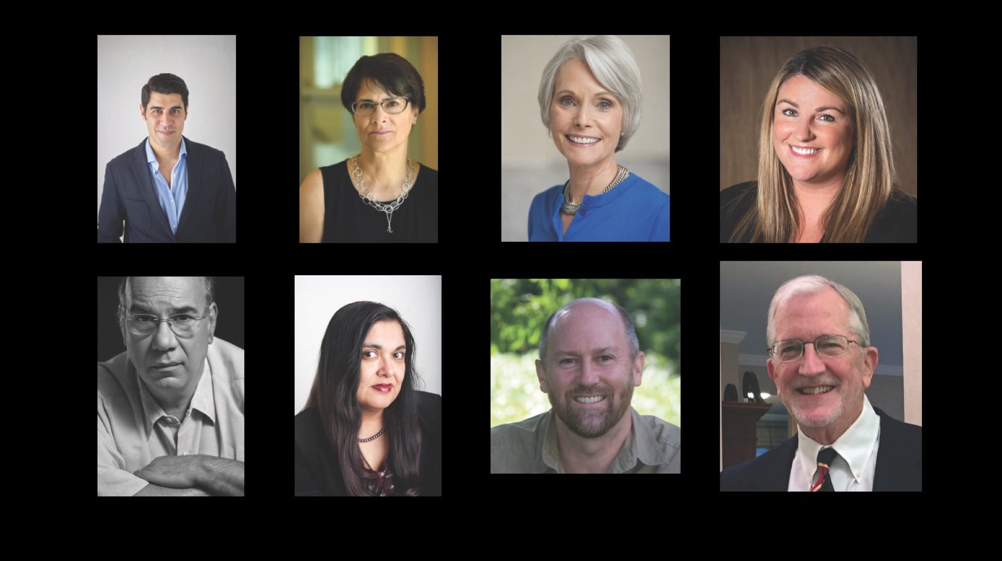 Speakers for The University of Scranton Schemel Forum’s virtual World Affairs Seminars for the spring semester are: (top row) Parag Khanna, Ph.D.; Martha S. Jones, J.D., Ph.D.; Jill Dougherty; Carla McCabe; (second row) Jay Parini; Manisha Sinha, Ph.D.; Michael Fairbanks, Ph.D.; and Harmar Brereton, M.D. Registration is required to participate.