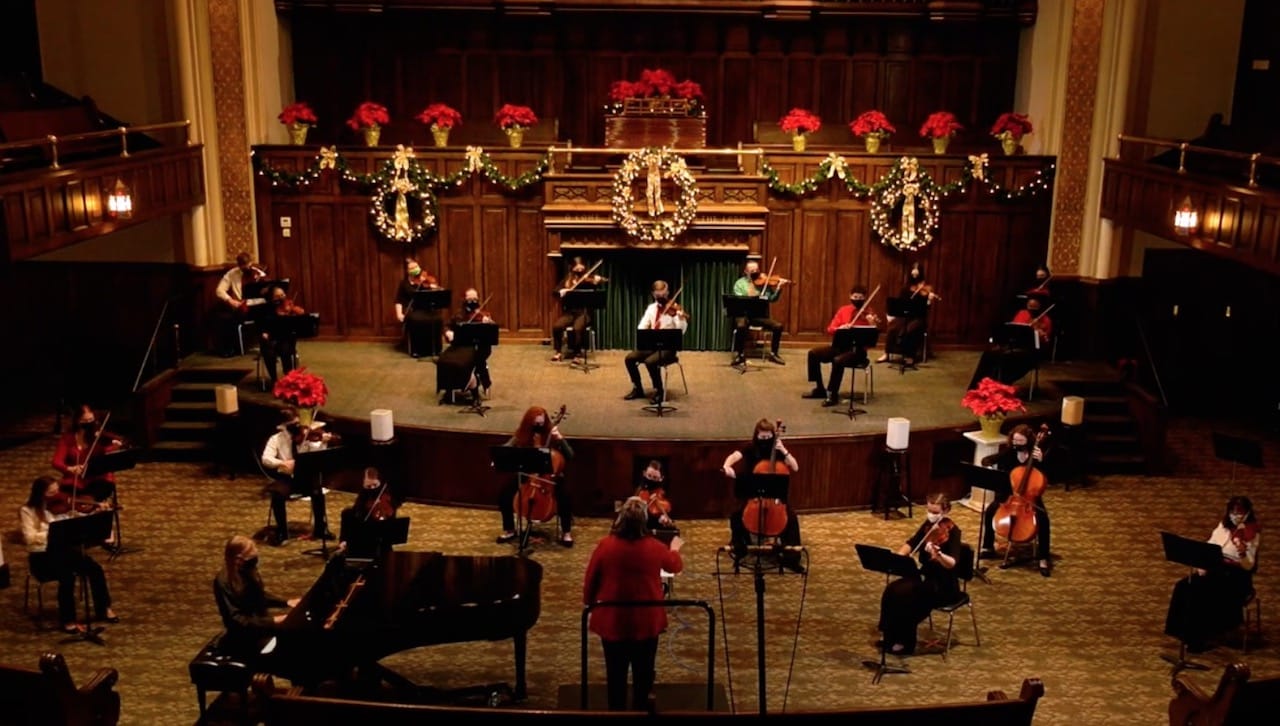 The newly-formed Performance Music group Beginner Strings performed at Scranton’s 53rd annual Noel Night COVID Edition in December. The group was among the new ensembles formed through initiatives developed by Performance Music in response to the pandemic that allowed students to perform in a safe environment. 