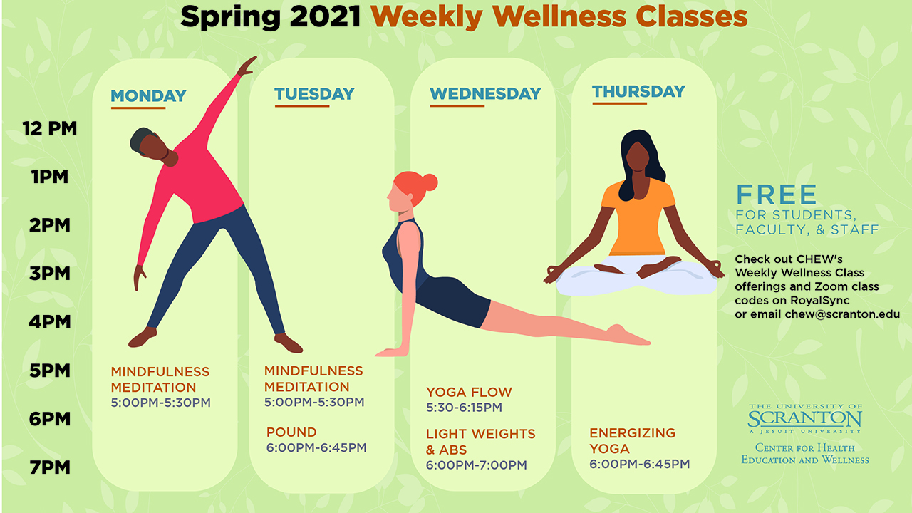 Weekly Wellness Classes, Spring Semester