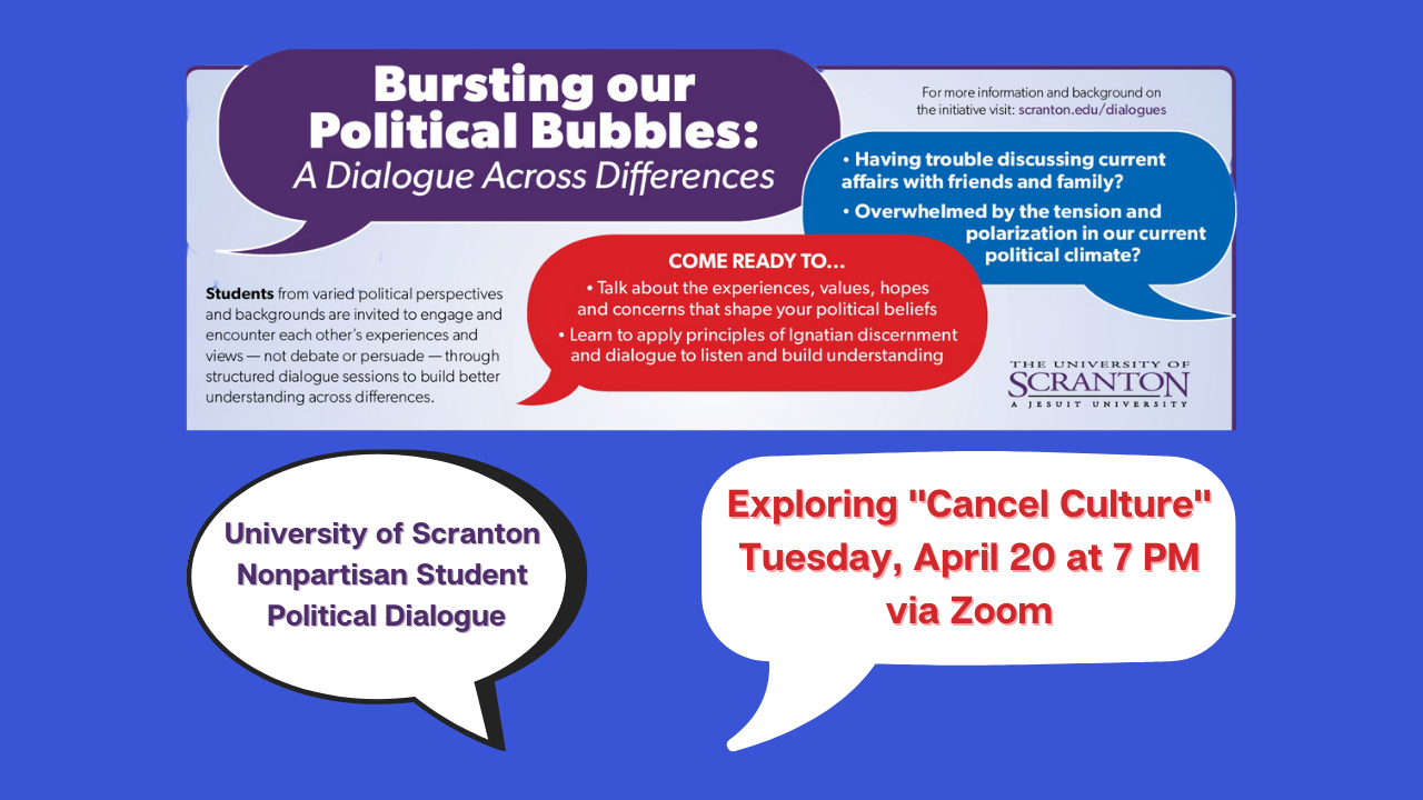 Nonpartisan Student Political Dialogue to Explore 'Cancel Culture' Impact Banner