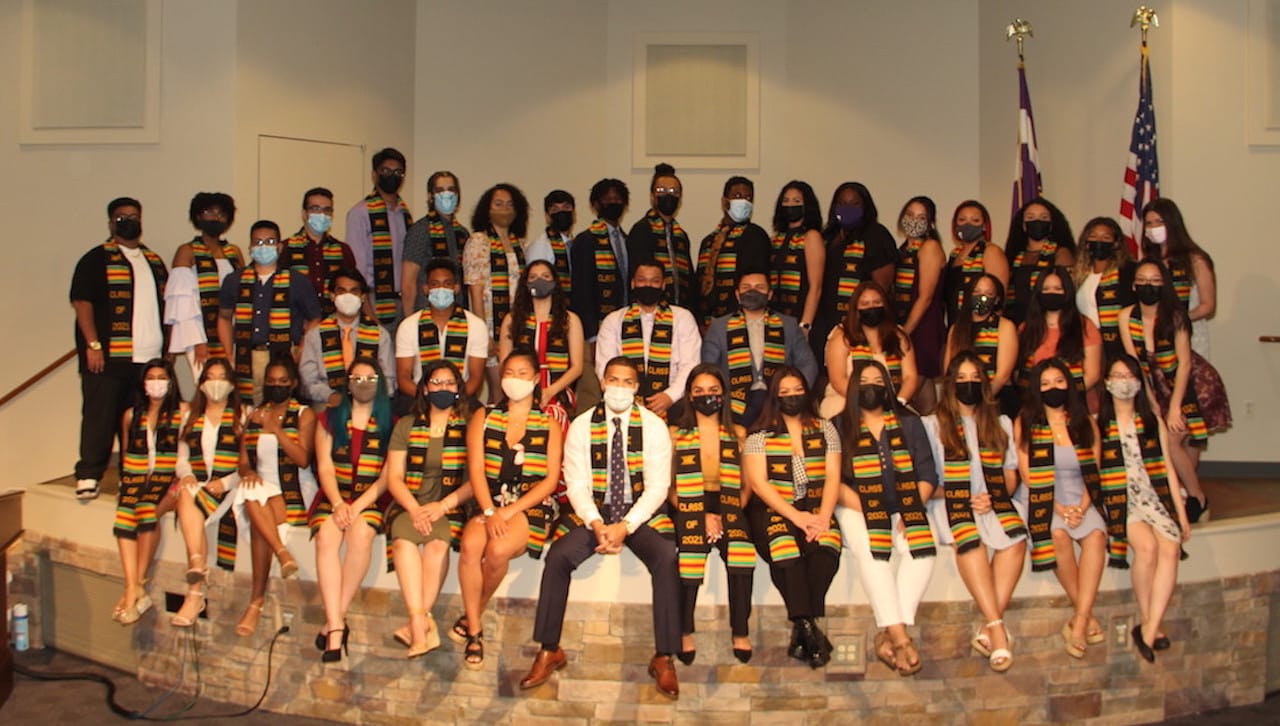 The University of Scranton held its first in-person Donning of the Kente Stole Ceremony, celebrating and honoring the accomplishments of members of its class of 2021 from underrepresented identities who received their undergraduate degrees.