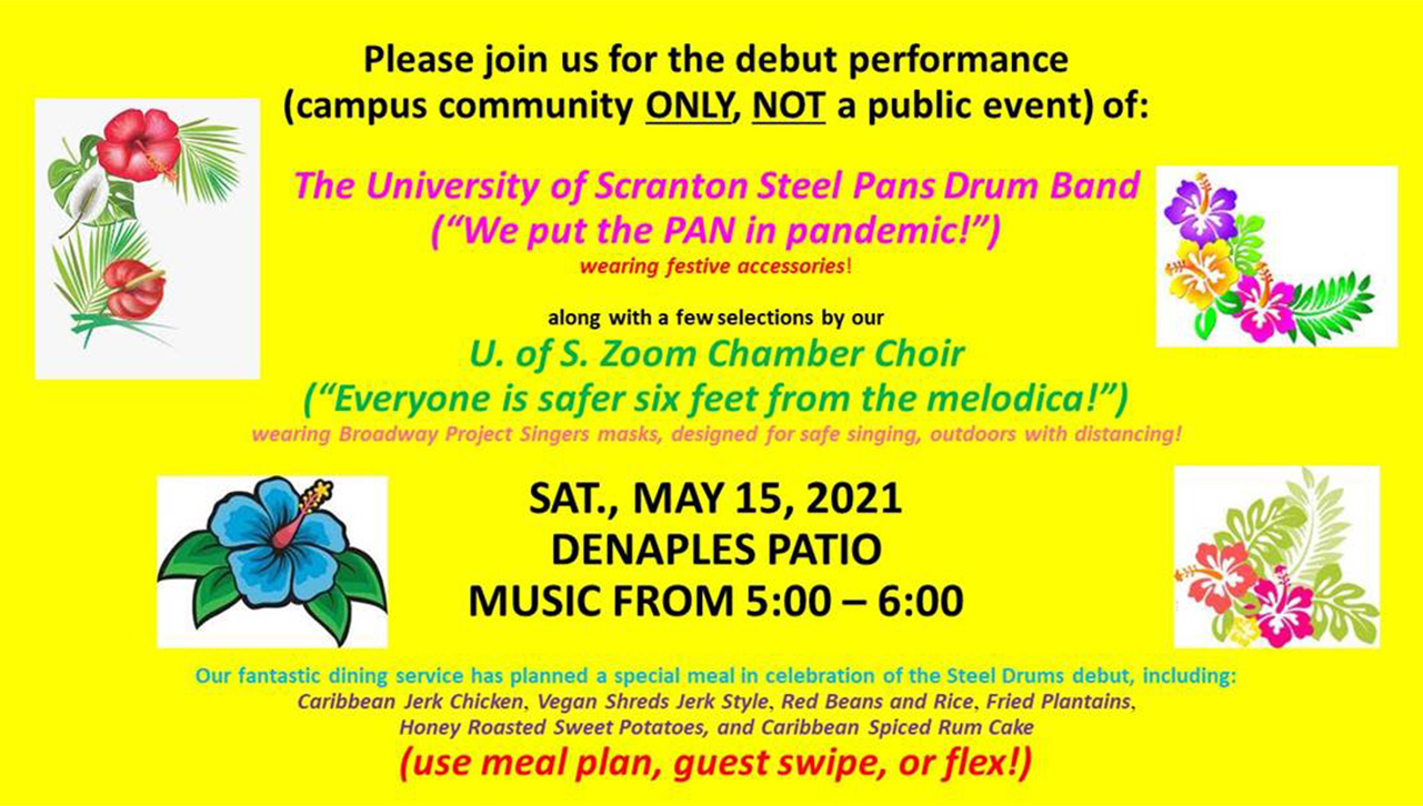 Campus Community Invited: Steel Pans Drum Band Debut Performance Impact Banner