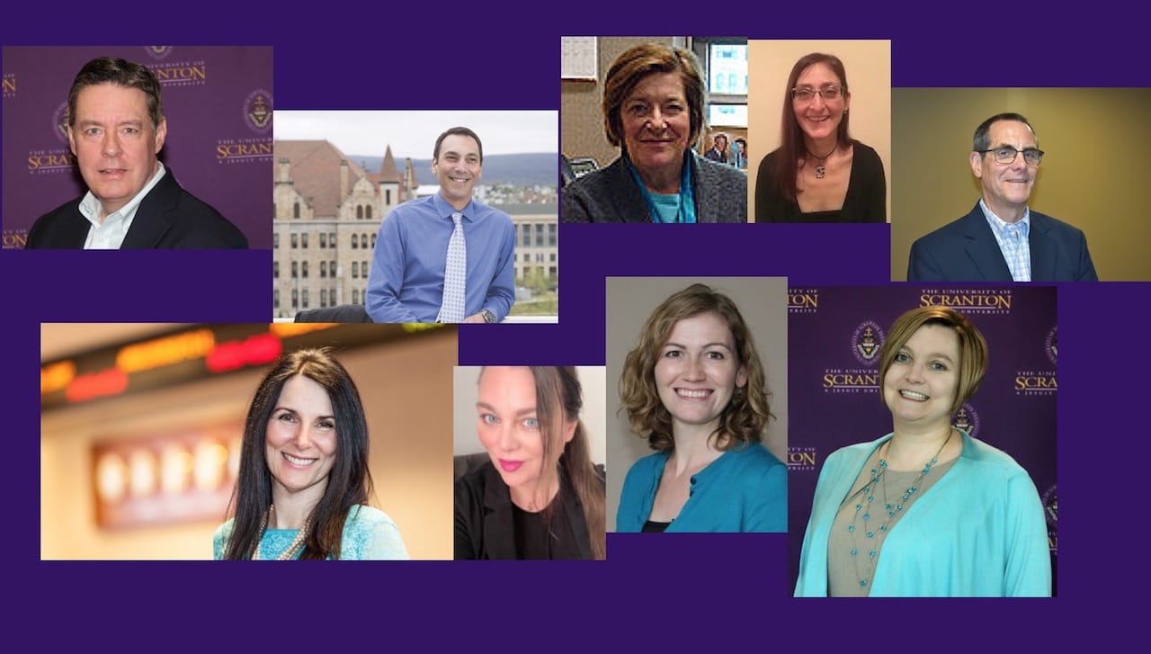 Nine University of Scranton faculty members honored with Provost Faculty Enhancement awards for excellence in teaching, scholarship or service for 2021 were: Douglas Boyle, D.B.A.; Paul Datti, Ph.D.; LeeAnn Eschbach, Ph.D.; Virginia Picchietti, Ph.D.; Charles Pinches, Ph.D.; Rose Sebastinelli, Ph.D.; Lori Walton, Ph.D.; Jill Warker, Ph.D.; and Patricia Wright, Ph.D.