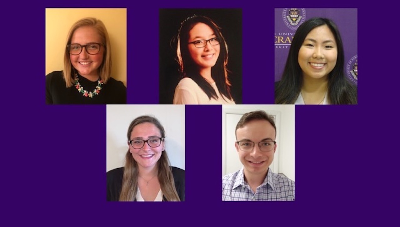 The Institute of Management Accountants (IMA) named The University of Scranton’s student chapter as one of just five Outstanding Student Chapters in the nation for the 2020-2021 academic year. This is the third consecutive year the University’s student chapter received this honor. Officers of the University’s IMA student chapter for 2020-2021 were, top row, from left, Grace Gallagher ’21, president; Ngoc Nguyen ’21, vice president; and Zeli-Anne Policarpio ’21, secretary. Second row: Sarin Baldante ’21, treasurer; and Charles Csaszar, junior officer. Ashley Stampone, CPA, faculty specialist in the Accounting Department, serves as the faculty advisor for the University’s student chapter.