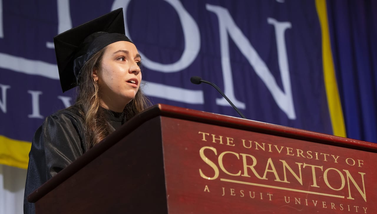Adrianna O. Smith ’22, president of Student Government, was among the speakers at the Inauguration of Rev. Joseph G. Marina, S.J., as The University of Scranton’s 29th President.