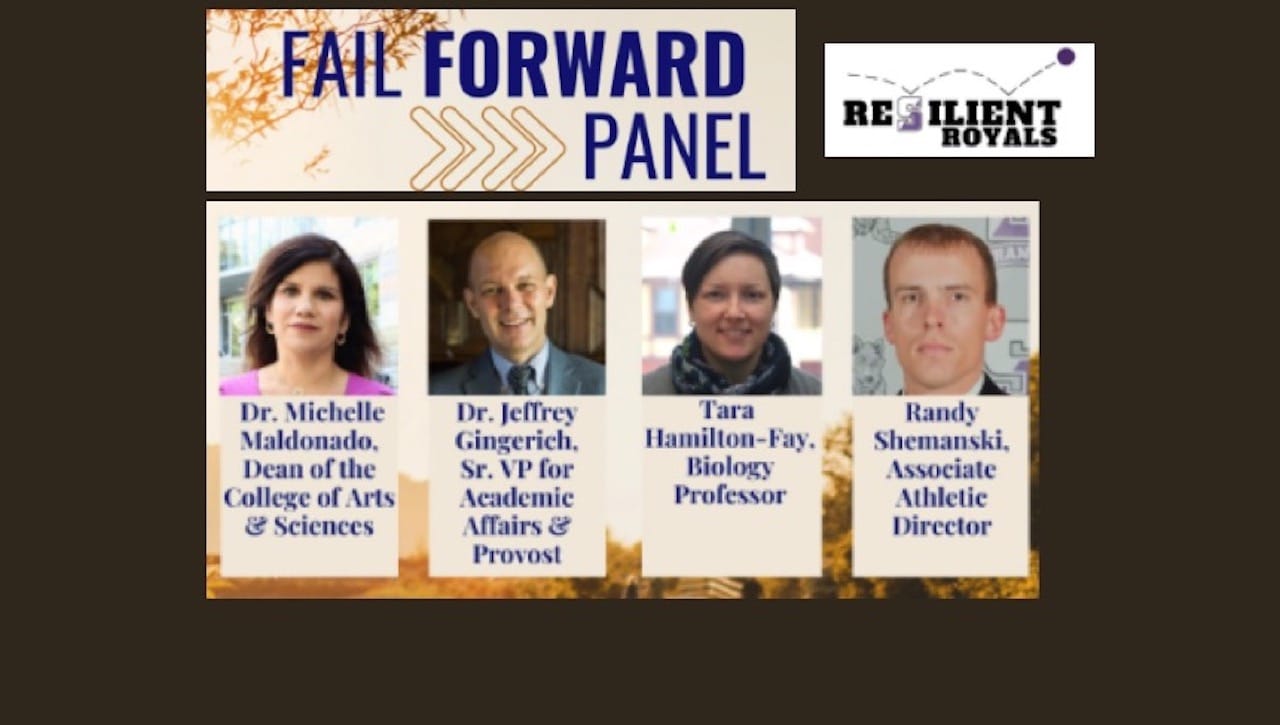 The Center for Health Education and Wellness and the Dean of Students Office, as part of the University of Scranton’s Resilient Royals initiative, will host a Fail Forward Panel on Nov. 9. Guest speakers will share their stories of struggle and learning through a growth mindset.