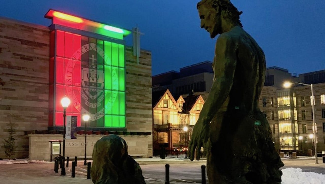 The University of Scranton will light a tribute for MLK Day on its Class of 2020 Gateway sign from Thursday evening, Jan. 13, through Monday evening, Jan. 17. 