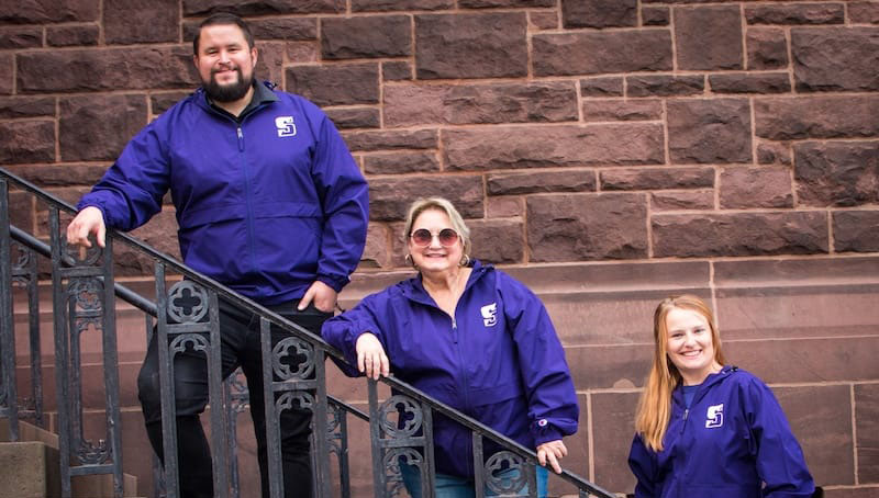 Philip Kuehn is shown with conductor and director Cheryl Y. Boga and Janelle Decker, assistant director and percussion coordinator. Kuehn joined The University as conductor and co-director of Performance Music on Aug. 15. 