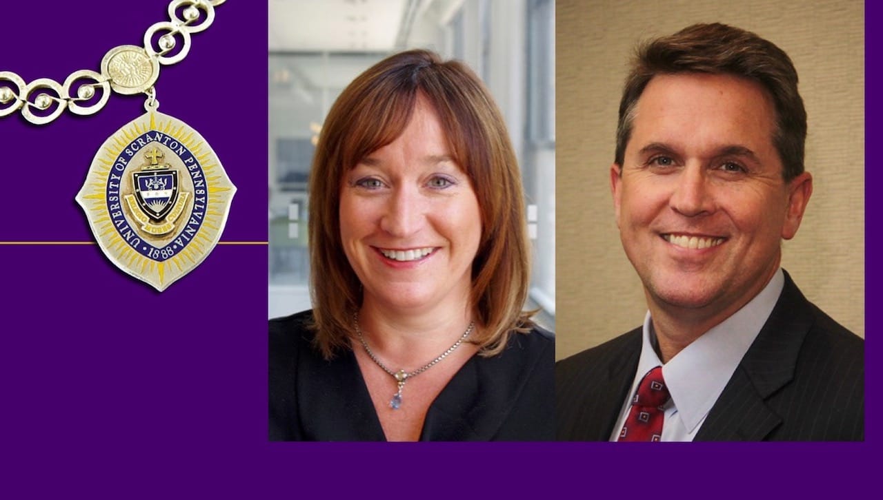The University of Scranton will honor former Trustees Patti Byrnes Clarke ’86, P’17,’19, and Tom O’Brien ’86, P’19, the President’s Business Council (PBC) 21st Annual Award Dinner at Gotham Hall in New York City on Thursday, Sept. 29. Proceeds from the event go directly to the Presidential Scholarship Endowment Fund.