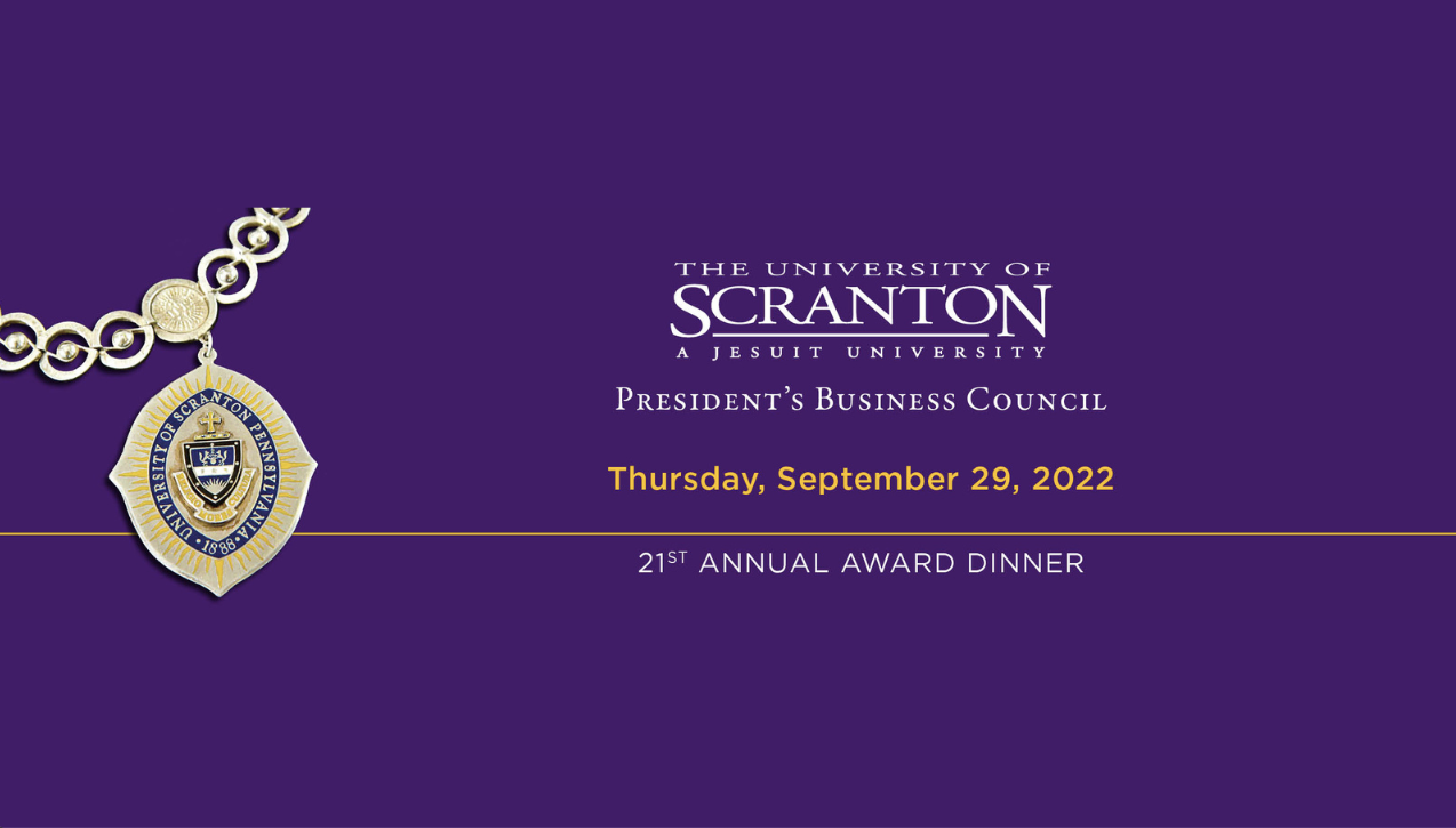 President's Business Council. Thursday, September 29, 2022. 21st annual award dinner