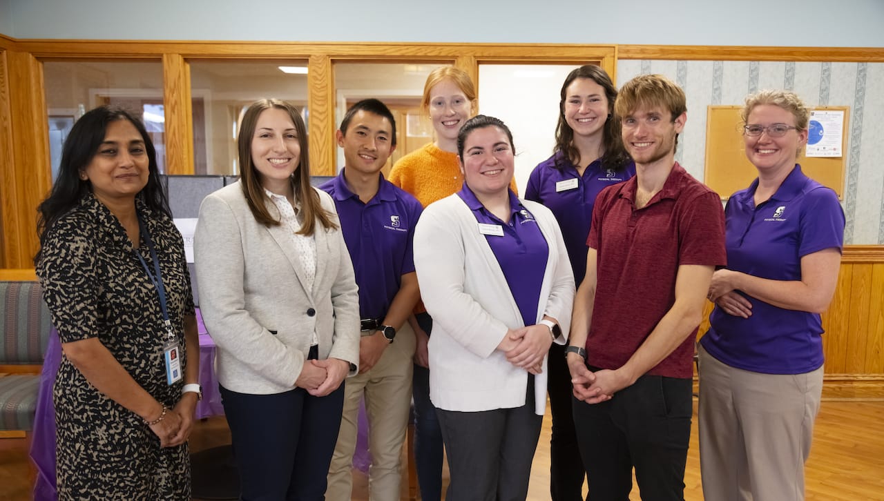 From left: Rachna Saxena, D.C.H., public health coordinator, city of Scranton; Jessica Rothchild, D.P.T., Scranton city council member and graduate of the Physical Therapy Program at The University of Scranton; DPT students Eric Barthett ’20, Sayville, New York; Amanda Kinback ’20, Factoryville; Jessica Book, Bellefont Park; Taylor Baloga, Dupont; and Jake Sacher ’20, Florham Park, New Jersey; and Jennifer Schwartz, D.P.T., faculty specialist, physical therapy. 