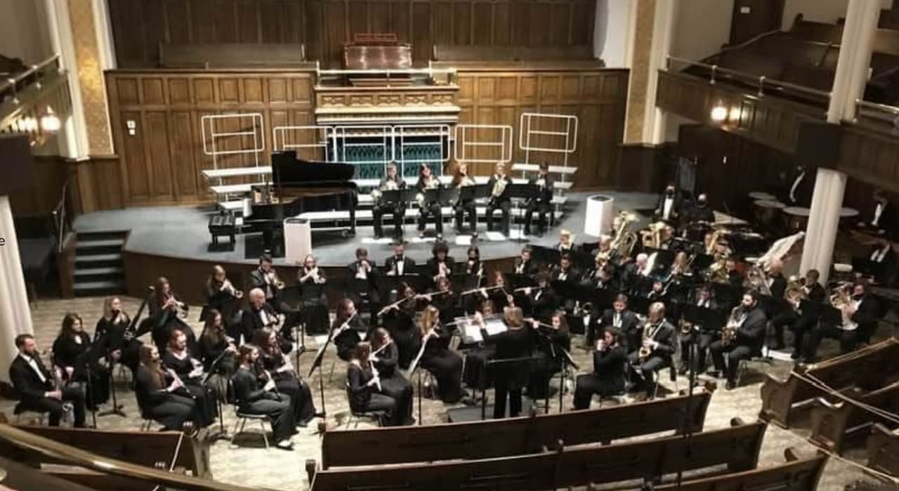 The University of Scranton Symphonic Band performs in 2021.
