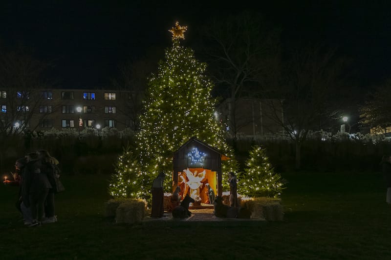 The University of Scranton’s campus is decorated with wreaths, trees and manger scenes this Christmas season.