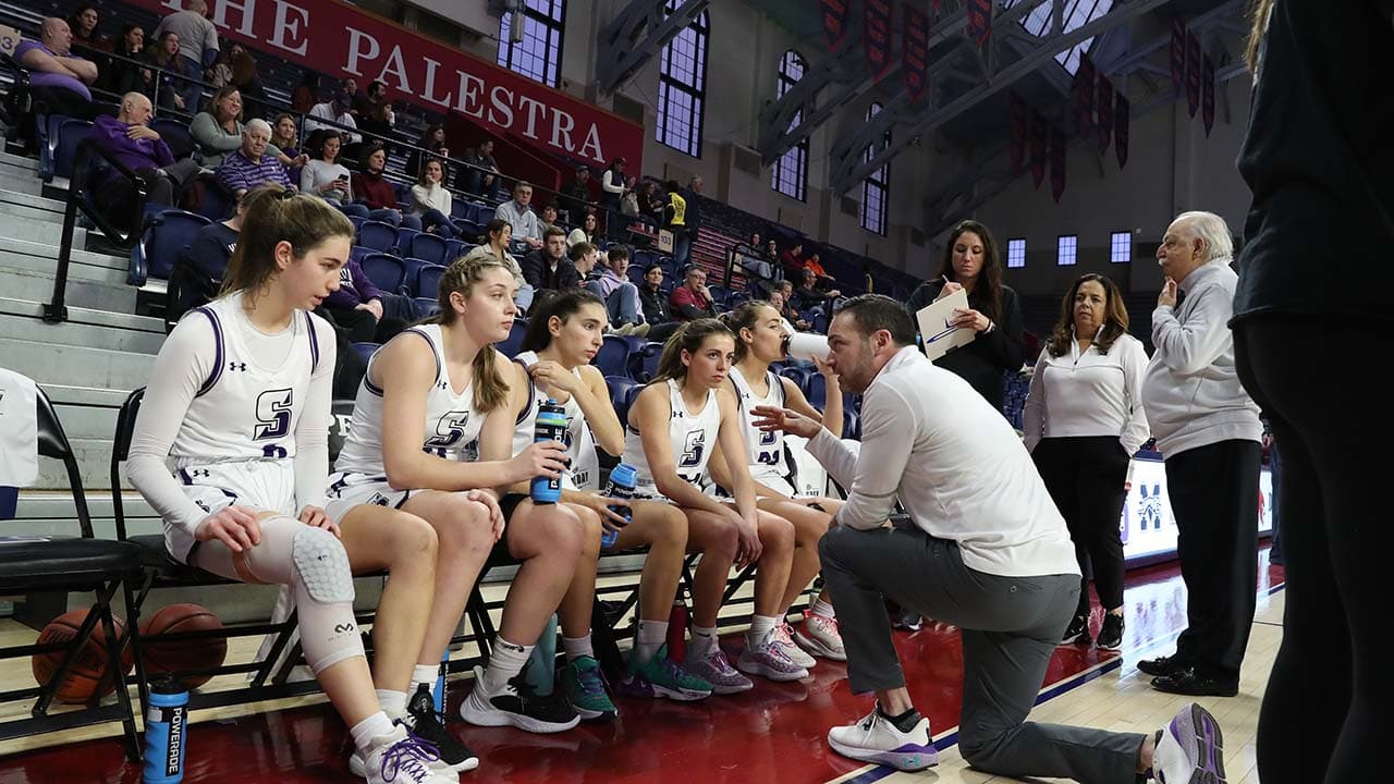 The University of Scranton women's basketball team, shown, in a Landmark Conference matchup on Jan. 15 at the historic Palestra in Philadelphia, is ranked No. 4 for the second straight week in the latest D3hoops.com and WBCA Top 25 polls. 